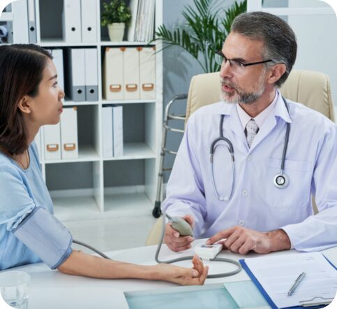 Certified doctor examining a patient, ensuring high-quality care through