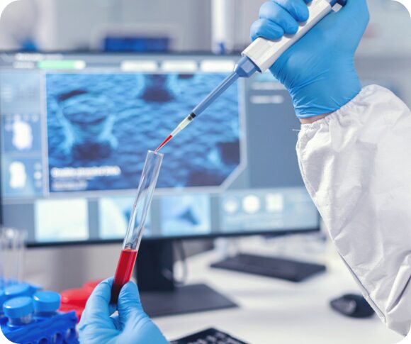 A technician performing DNA or genetic testing, showcasing advanced diagnostic services