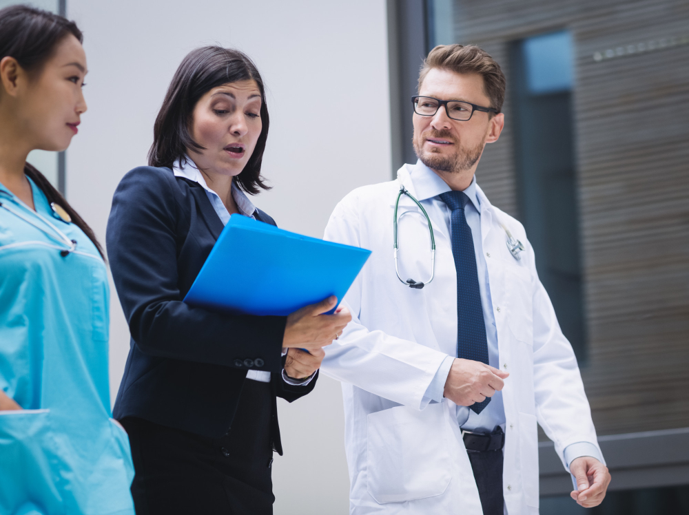 Medical team planning safe patient transfer
